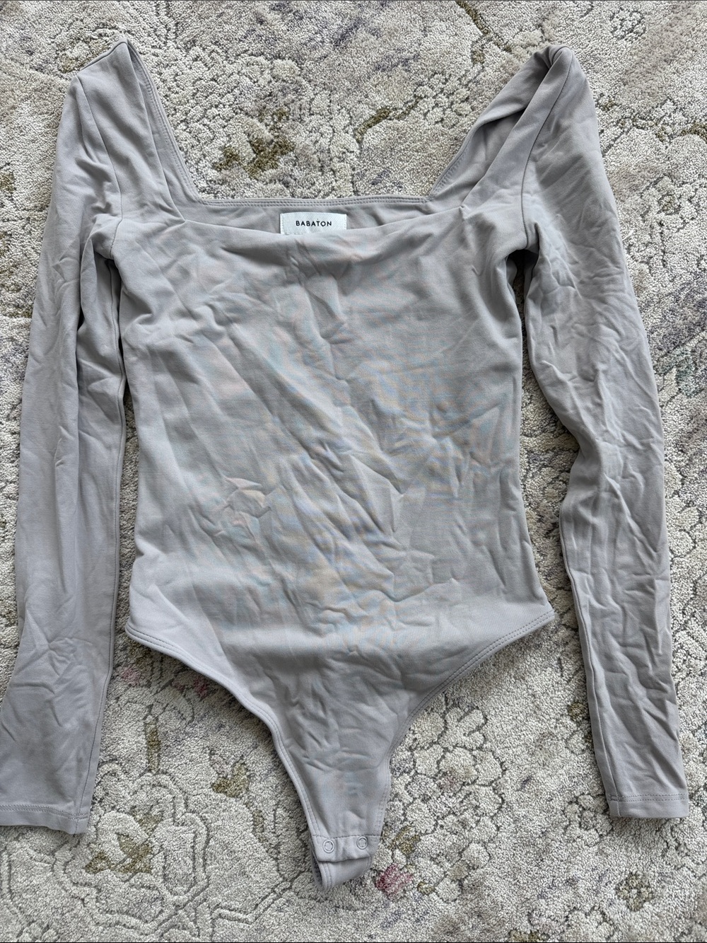 Babaton Square Neck Long Sleeve Bodysuit - Gray Taupe
